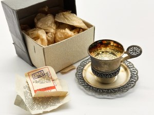Filigree silver-plated cup with plate 'Msterski Juwelir', set