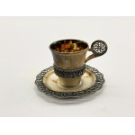 Filigree silver-plated cup with plate 