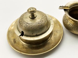 Silver-plated ashtray and sugar bowl
