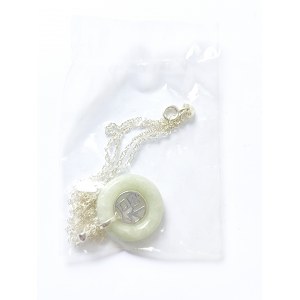 Pendant with jade and Chinese lucky symbol, 925 Silver