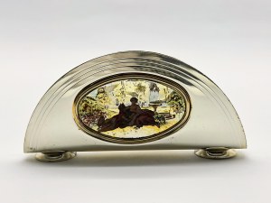 Italian napkin holder with silver decorated element
