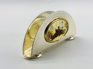 Italian napkin holder with silver decorated element