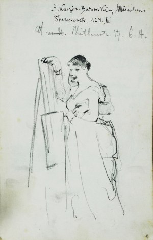 Stanisław Kaczor Batowski (1866-1945), Modelka z malarzem przy sztaludze