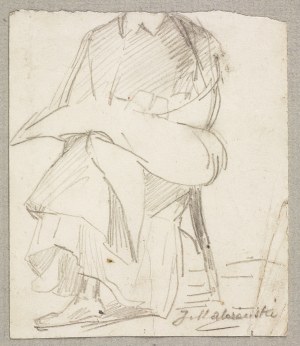 Jacek Malczewski (1854-1929), Szkic kobiety w sukni siedzącej na krześle