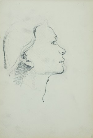 Włodzimierz Tetmajer (1861 - 1923), Szkic głowy młodej kobiety z prawego profilu, ok. 1900