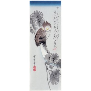 Utagawa Hiroshige (1797 - 1858), Sowa na gałęzi sosny i księżyc, wyd. Adachi, Japonia, okres Showa, po 1960 r.