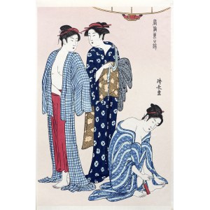 Kiyonaga Torii (1752-1815), W publicznej łaźni, z serii: Wschodnie piękności i moda, Japonia, okres Showa, po 1960 r.