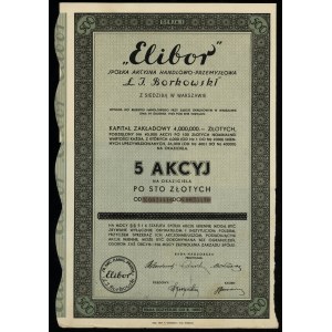 Polska, 5 akcji po 100 złotych = 500 złotych, 1934, Warszawa