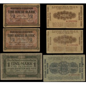 Polska, zestaw: 2 x 1/2 marki oraz 1 marka, 4.04.1918, Kowno