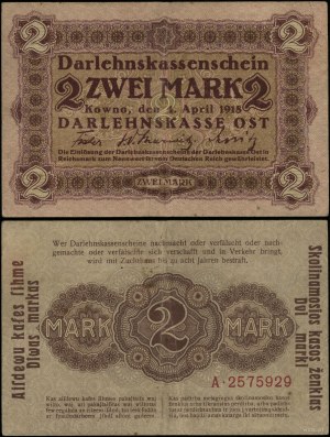 Poland, 2 marks, 4.04.1918, Kaunas