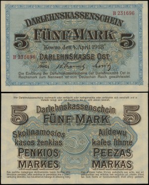Poland, 5 marks, 4.04.1918, Kaunas
