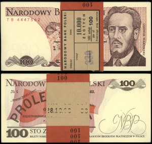 Poland, set: 100 x 100 zloty with NBP banderole, 1.12.1988