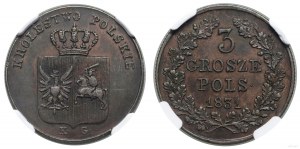Poland, 3 Polish pennies, 1831, Warsaw