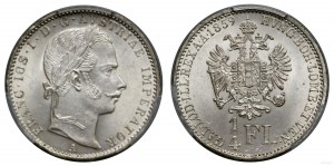 Austria, 1/4 florin, 1859 A, Vienna