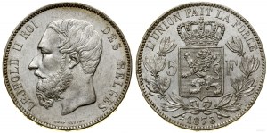Belgium, 5 francs, 1873, Brussels