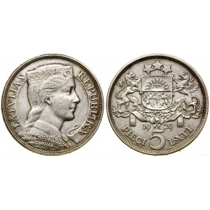 Łotwa, 5 łatów, 1929, Londyn