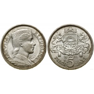 Łotwa, 5 łatów, 1931, Londyn
