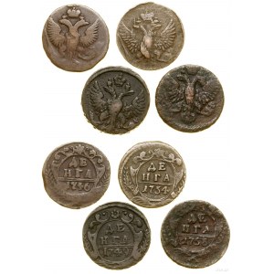 Rosja, zestaw: 4 x dienga, 1746, 1749, 1753, 1754, Krasnyj Monetnyj Dwor
