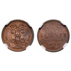 Rosja, 1/2 kopiejki, 1909 СПБ, Petersburg