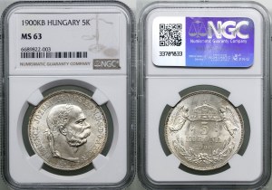 Hungary, 5 crowns, 1900 KB, Kremnica