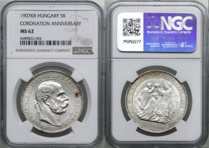 Hungary, 5 crowns, 1907 KB, Kremnica