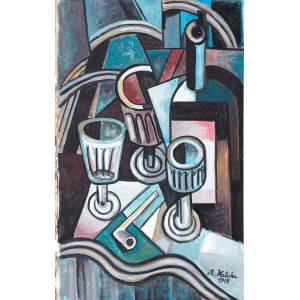 Alicja HALICKA (1894 - 1975), Kubizująca martwa natura z kieliszkami; druga dekada XX w