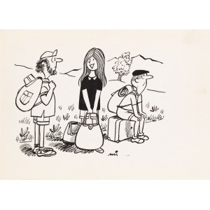 Gwidon Miklaszewski (1912 Berlin - 1999 Warszawa), Na urlop autostopem!, ilustracja satyryczna