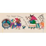 Jerzy Flisak (1930 Warszawa - 2008), Czy kogut śpiewał czy krowa?, projekt ilustracji dziecięcej