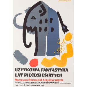 Jan Młodożeniec (1929 - 2000), Plakat do wystawy Użytkowa fantastyka lat pięćdziesiątych, Muzeum Rzemiosł Artystycznych w Poznaniu