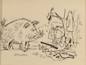 Zbigniew Lengren (1919 Tuła, Rosja - 2003 Warszawa), Na polowaniu, ilustracja satyryczna