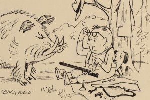 Zbigniew Lengren (1919 Tuła, Rosja - 2003 Warszawa), Na polowaniu, ilustracja satyryczna