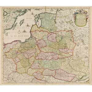 Frederik de Wit (1630 Gouda - 1706 Amsterdam), Carta della Polonia e della Lituania (Regni Poloniae et Ducatus Lithuanie, Voliniae, Podoliae...), prima del 1689