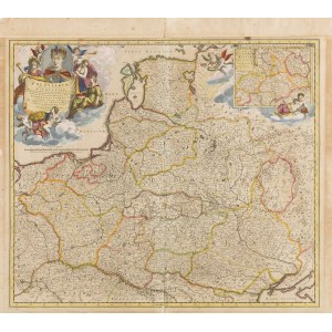 Johann Baptist Homann (1663 - 1724 ), Mapa ziem Rzeczpospolitej (Hanc Regni Poloniarum Magnique Ducatus Lithuaniae...), około 1705