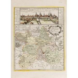Johann David Schleuen (1711 - 1771 ), Mapa Księstwa Legnickiego z panoramą Legnicy (Special Carte des Fürstenthums Liegnitz in Nieder Schlesien), 1741