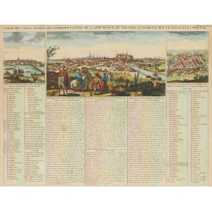 Henri Abraham Châtelain (1684 Paryż - 1743 Amsterdam), Widok Krakowa, Warszawy i Wilna (Carte des trois ordres qui composent l’Etat de la Republique de Pologne), 1718