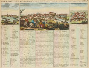 Henri Abraham Châtelain (1684 Paris - 1743 Amsterdam), View of Krakow, Warsaw and Vilnius (Carte des trois ordres qui composent l'Etat de la Republique de Pologne), 1718