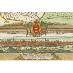 Johann Baptist Homann (1663 - 1724), Panorama di Danzica e mappa dei dintorni, (Prospect, grundris und gegend der polnischen vesten Reichs...) , 1720 ca.