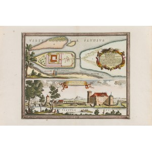 Eryk Dahlberg (1625 - 1703 ), Plan i widok zamku w Świeciu nad Wisłą (Ichnographia Castri Schwetz in Pomerellia ab Exercitu R. M. Sueciae d. 4. Octob: 1655. occupati), 1696