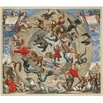 Hendrik II Hondius (1597 - 1651), Northern hemispheres of heaven and earth, with depiction of Zodiac figures
