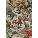 Hendrik II Hondius (1597 - 1651), Półkule północne nieba i ziemi, z wyobrażeniem figur Zodiaku