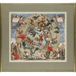 Hendrik II Hondius (1597 - 1651), Półkule północne nieba i ziemi, z wyobrażeniem figur Zodiaku