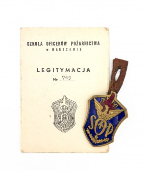 BADGE OFFICIER POMPIER ÉCOLE AVEC CARTE D'IDENTITÉ 1963.
