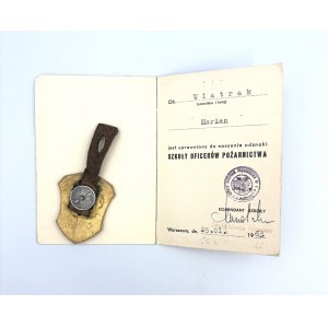 DISTINTIVO UFFICIALE SCUOLA ANTINCENDIO CON CARTA D'IDENTITÀ 1963.