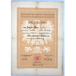 CERTIFICATE OF HIGHER INFANTRY SCHOOL 1950