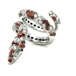 18K WHITE GOLD SNAKE RING WITH DIAMONDS - DN-RS