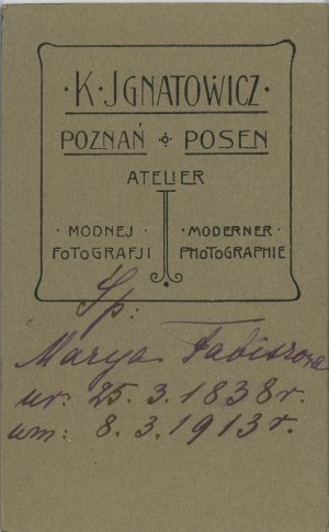 Poznań, Ignatowicz K. - Woman, ca. 1910.