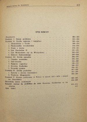 Plezia Marian - Around the case of St. Stanislaus. A source study. Analecta Cracoviensia XI. Kraków 1979.