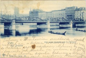 Wroclaw - View of the bridge, ca. 1900.