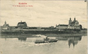 Krakow - From behind the Vistula River, a view of Skałka, 1905.