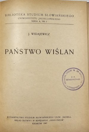 Widajewicz Józef - The State of the Vistulae. Cracow 1947 Publisher of the Slavic Studies of the Jagiellonian Univ.